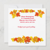 Kleurrijke Herfst Foliage Thanksgiving Feestdagenkaart (Achterkant)