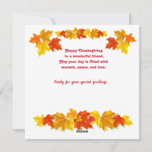 Kleurrijke Herfst Foliage Thanksgiving Feestdagenkaart (Achterkant)