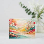 Kleurrijke Herfst Foliage Waterverf Art Briefkaart (Staand voorkant)