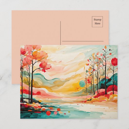 Kleurrijke Herfst Foliage Waterverf Art Briefkaart (Voorkant / Achterkant)