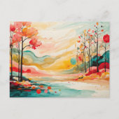 Kleurrijke Herfst Foliage Waterverf Art Briefkaart (Voorkant)