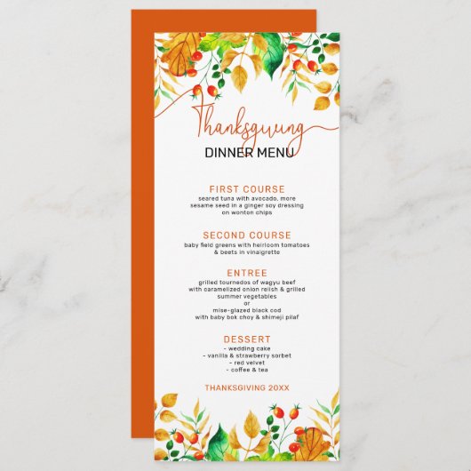 Kleurrijke herfst gebladerte rand Thanksgiving Tek Kaart (Voorkant / Achterkant)