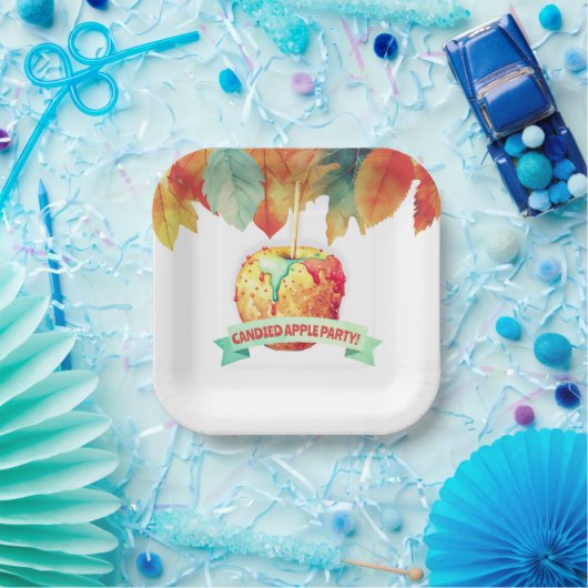 Kleurrijke Herfst Herfst Candided Apple Party Papieren Bordje (Feest)