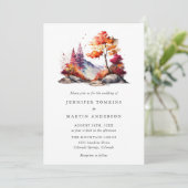 Kleurrijke Herfst Herfst Forest Mountain bruiloft Kaart (Staand voorkant)