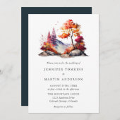 Kleurrijke Herfst Herfst Forest Mountain bruiloft Kaart (Voorkant / Achterkant)