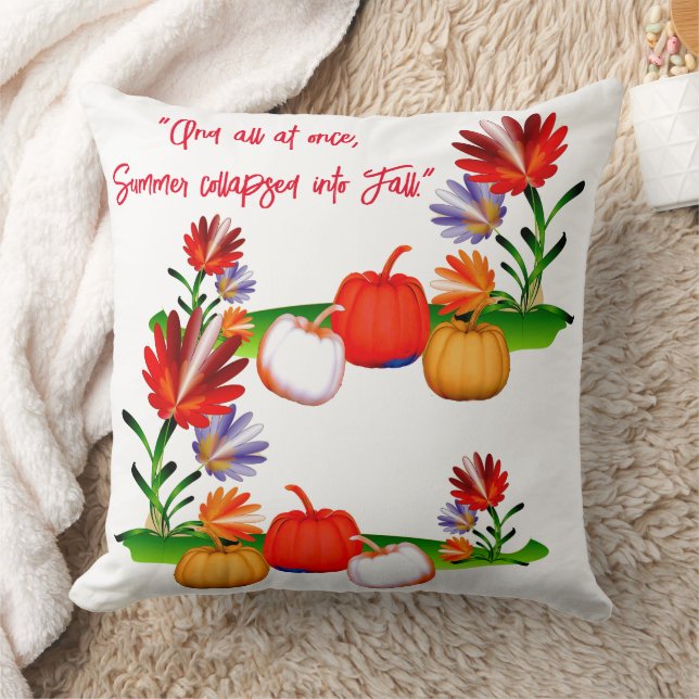Kleurrijke Herfst herfst groen loof pompoen bloemi Kussen (Deken)
