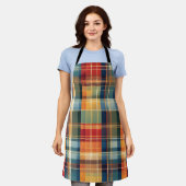 Kleurrijke Herfst Herfst Thanksgiving Plaid Ontwer Schort (Gedragen)