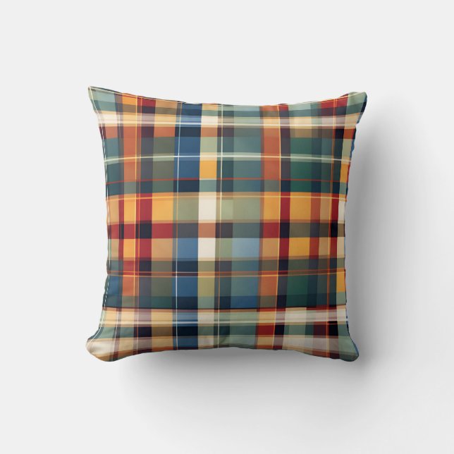 Kleurrijke Herfst Herfst Thanksgiving Plaid Print Kussen (Voorkant)