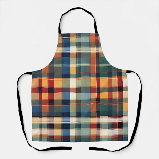 Kleurrijke Herfst Herfst Thanksgiving Plaid Print Schort (Voorkant)