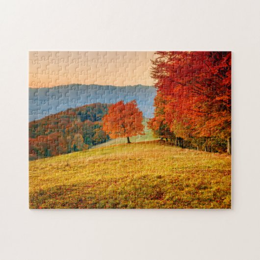 Kleurrijke Herfst herfstboomlandschap Legpuzzel (Horizontaal)