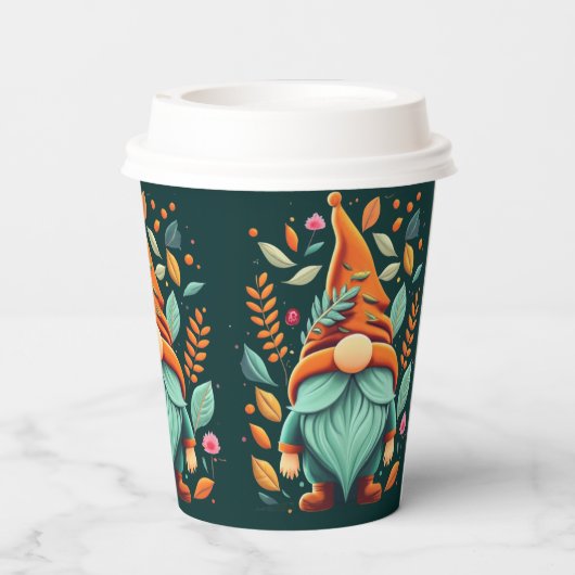 Kleurrijke Herfst kabouters Papieren Bekers (Achterkant)