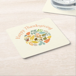 Kleurrijke herfst laat gelukkig Thanksgiving Kartonnen Onderzetters