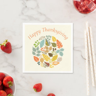 Kleurrijke herfst laat gelukkig Thanksgiving Servet