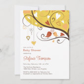 Kleurrijke Herfst Lovevogels Baby shower Invitatio Kaart (Voorkant)