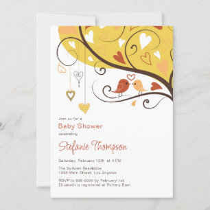 Kleurrijke Herfst Lovevogels Baby shower Invitatio Kaart