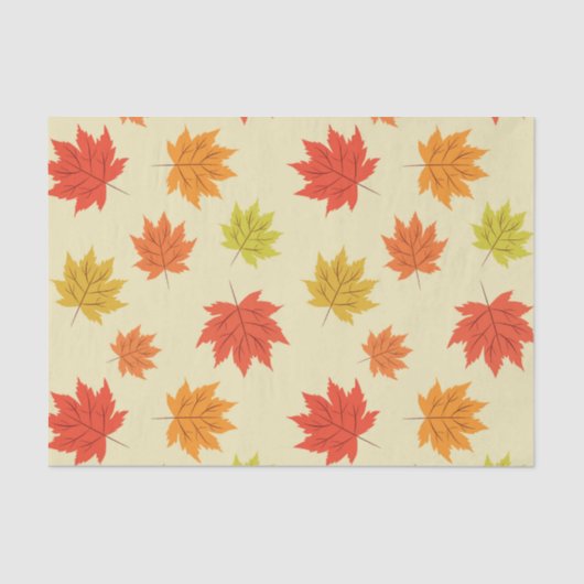 Kleurrijke Herfst Maple Bladeren op Light Cream Tissuepapier (Voorkant)