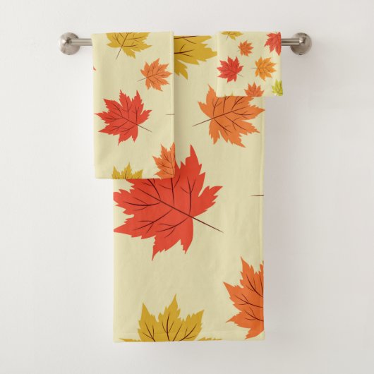 Kleurrijke Herfst Maple Leaves Pattern Bad Handdoek (Insitu)