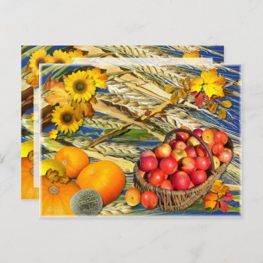 KLEURRIJKE HERFST OOGST BRIEFKAART (Voorkant / Achterkant)