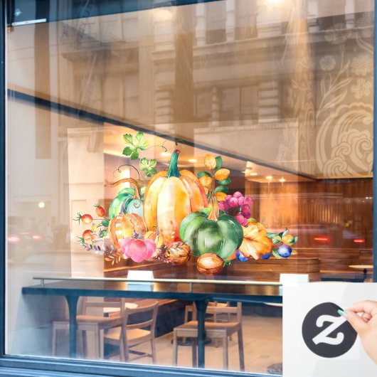 Kleurrijke herfst oogstaanduiding raamsticker (Cafe Raam)