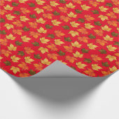 Kleurrijke Herfst op rode achtergrond Cadeaupapier (Hoek)