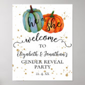 Kleurrijke Herfst pompoenen Geslacht onthullen wel Poster (Voorkant)