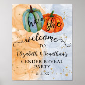 Kleurrijke Herfst pompoenen Geslacht onthullen wel Poster (Voorkant)