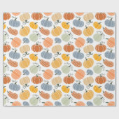 Kleurrijke herfst pompoenen patroon cadeaupapier (Vlak)