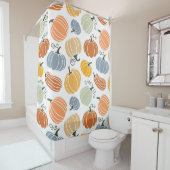 Kleurrijke herfst pompoenen patroon douchegordijn (In situ)