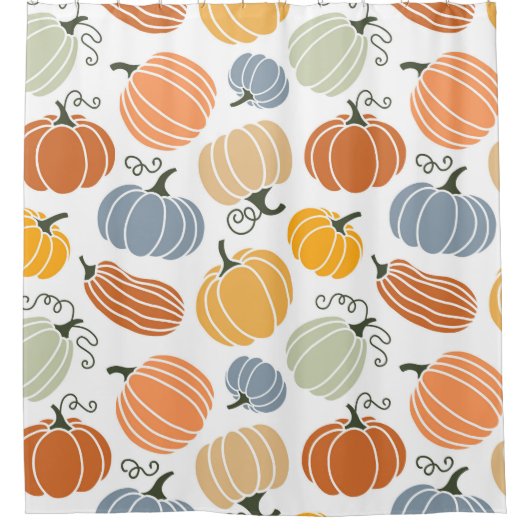 Kleurrijke herfst pompoenen patroon douchegordijn (Voorkant)