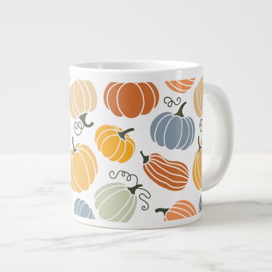 Kleurrijke herfst pompoenen patroon grote koffiekop (Voorkant rechts)