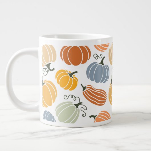 Kleurrijke herfst pompoenen patroon grote koffiekop (Links)