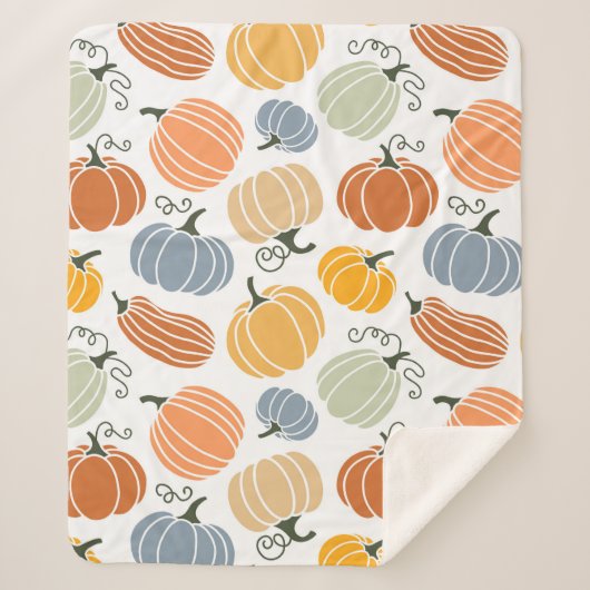 Kleurrijke herfst pompoenen patroon sherpa deken (Voorkant)