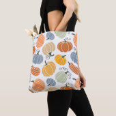 Kleurrijke herfst pompoenen patroon tote bag (Dichtbij)