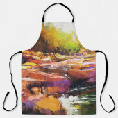 Kleurrijke herfst rivier, landschap schilderen. schort (Voorkant)