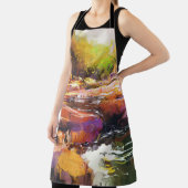 Kleurrijke herfst rivier, landschap schilderen. schort (Insitu)