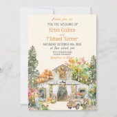 Kleurrijke Herfst rustieke witte schuur bruiloft u Kaart (Voorkant)