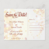 Kleurrijke herfst Save The Dates met herfstbladere Aankondigingskaart (Achterkant)