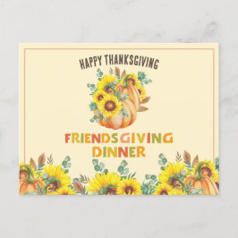 Kleurrijke herfst-sfeer Thanksgiving-dinerfeestje Feestdagenkaart