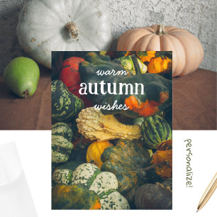 Kleurrijke herfst squash en pompoenen feestdagenkaart