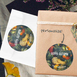 Kleurrijke herfst squash en pompoenen ronde sticker