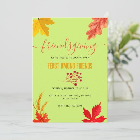 Kleurrijke herfst Thanksgiving Feast Groen Kaart (Staand voorkant)