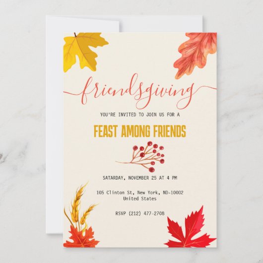 Kleurrijke herfst Thanksgiving Feest Kaart (Voorkant)