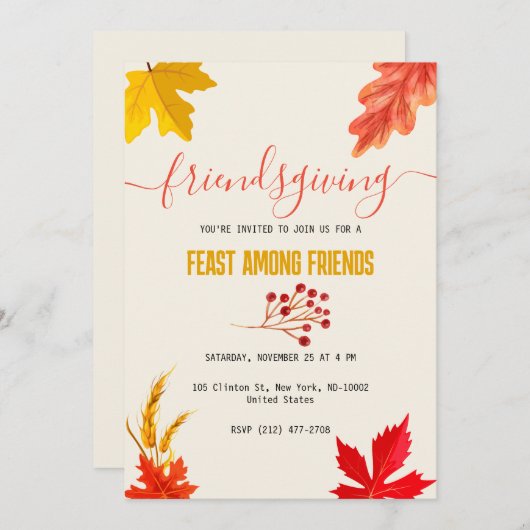 Kleurrijke herfst Thanksgiving Feest Kaart (Voorkant / Achterkant)