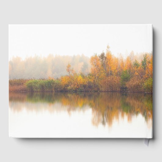 Kleurrijke herfst Trees Waterfront rustieke bruilo Gastenboek (Achterkant)