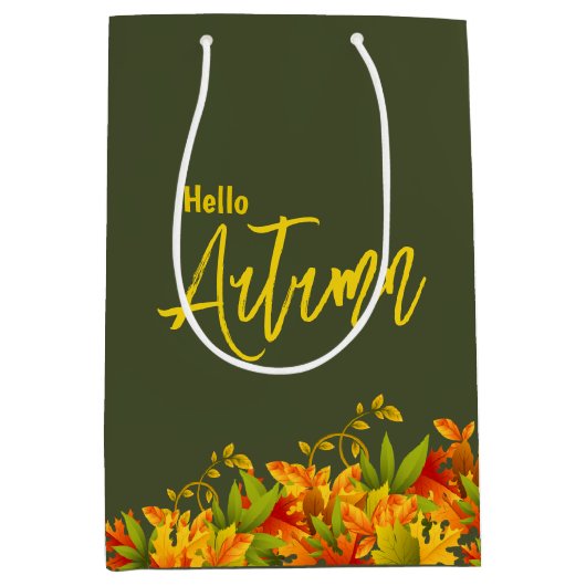 Kleurrijke herfst vallende bladeren cadeautas (Voorkant)