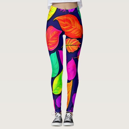 Kleurrijke herfst verlaat Artwork Leggings (Voorkant)