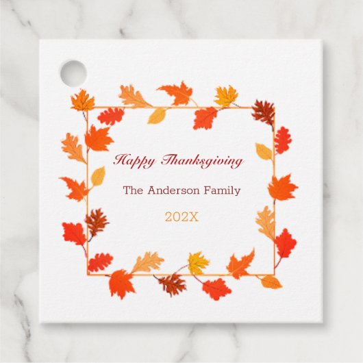 Kleurrijke herfst verlaat Happy Thanksgiving Bedankjes Labels (Voorkant)