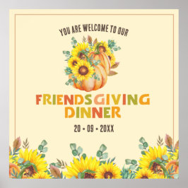 Kleurrijke Herfst Vibe Thanksgiving Diner Party Poster