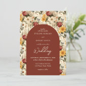 Kleurrijke herfst wilde bloemen terracotta gele bo kaart (Staand voorkant)