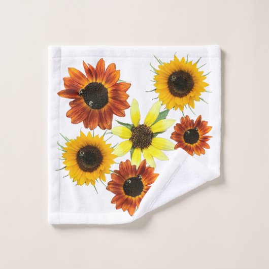 Kleurrijke herfst zonnebloemen foto's handdoek set (Wasdoekje)